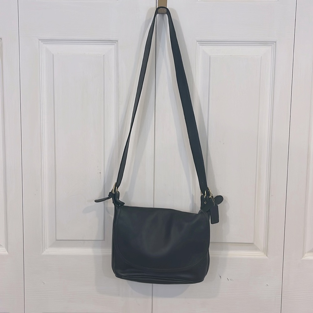 Vintage Coach Fletcher Black Leather Flap Bag